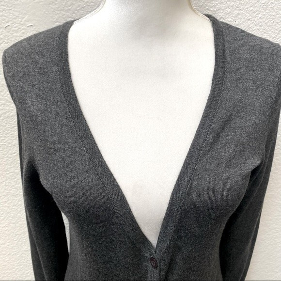 Zara Dark Gray Long Sleeve V-Neck Cardigan Large Size L - Picture 1 of 4